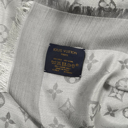 Louis Vuitton Wool Silk Monogram Denim Shawl Grey 3 of 3