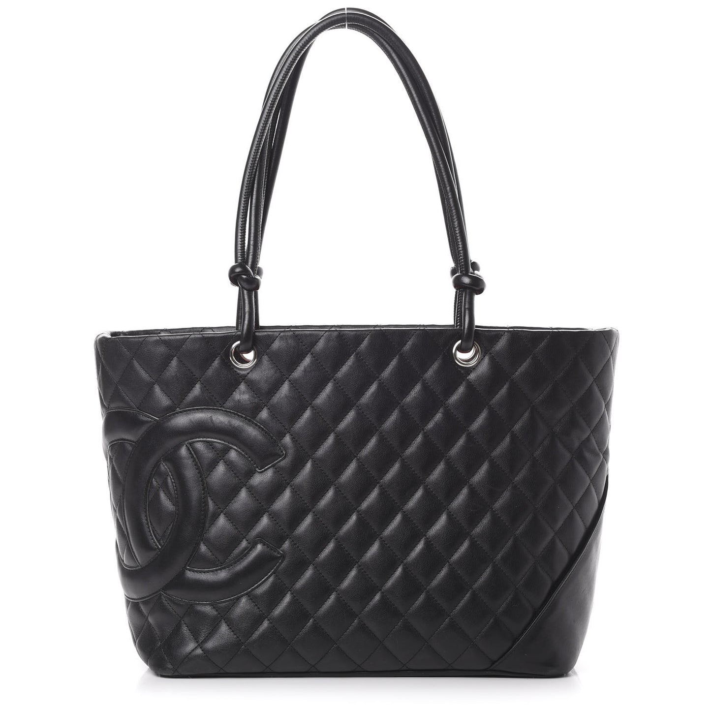 Calfskin Quilted Large Cambon Tote Black