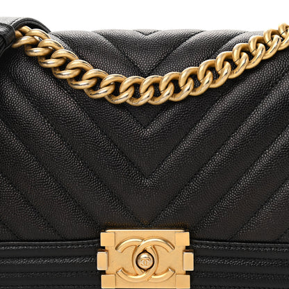 Chanel Caviar Chevron Quilted Medium Boy Flap Black 8 of 10