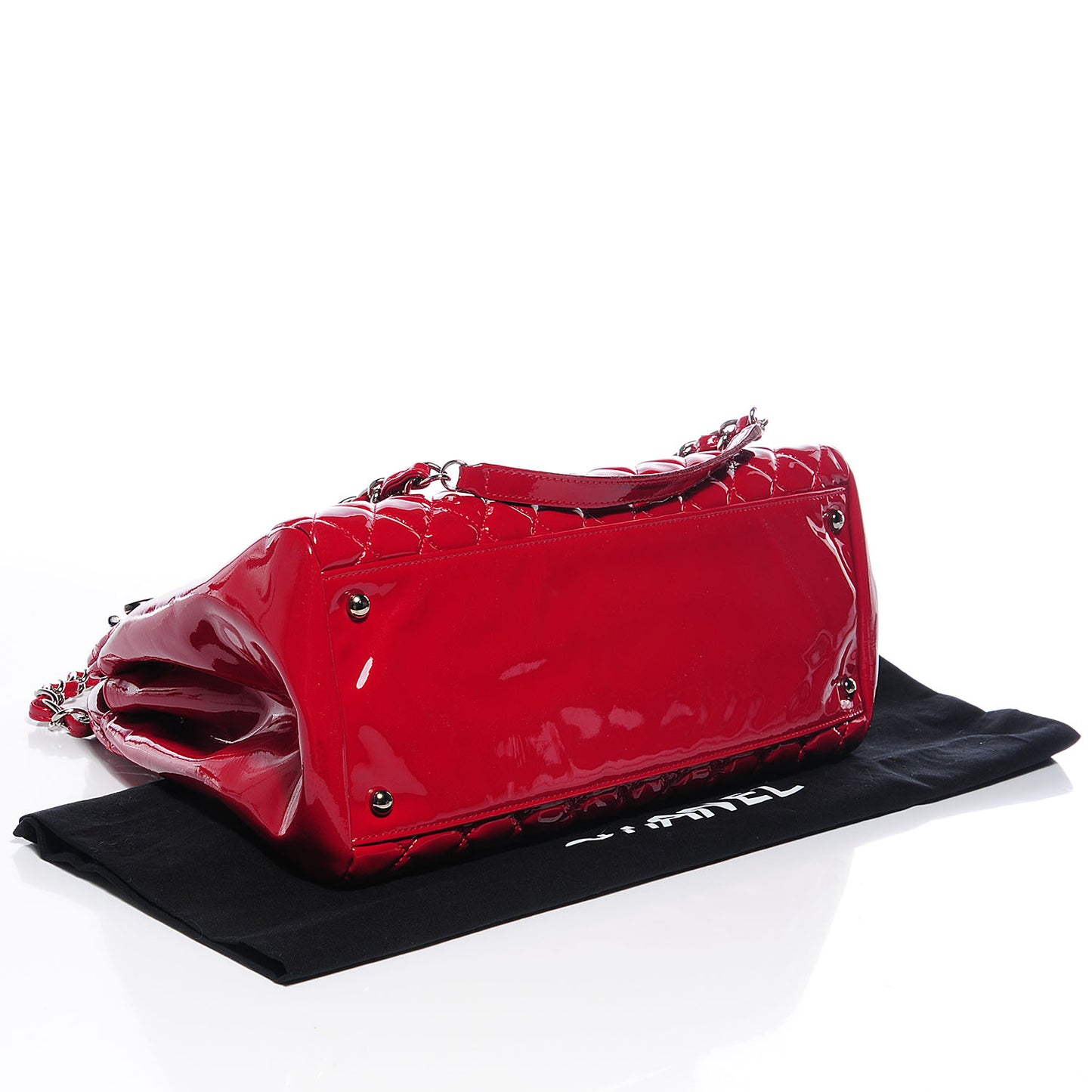 Patent Quilted Large Just Mademoiselle Bowling Bag Red