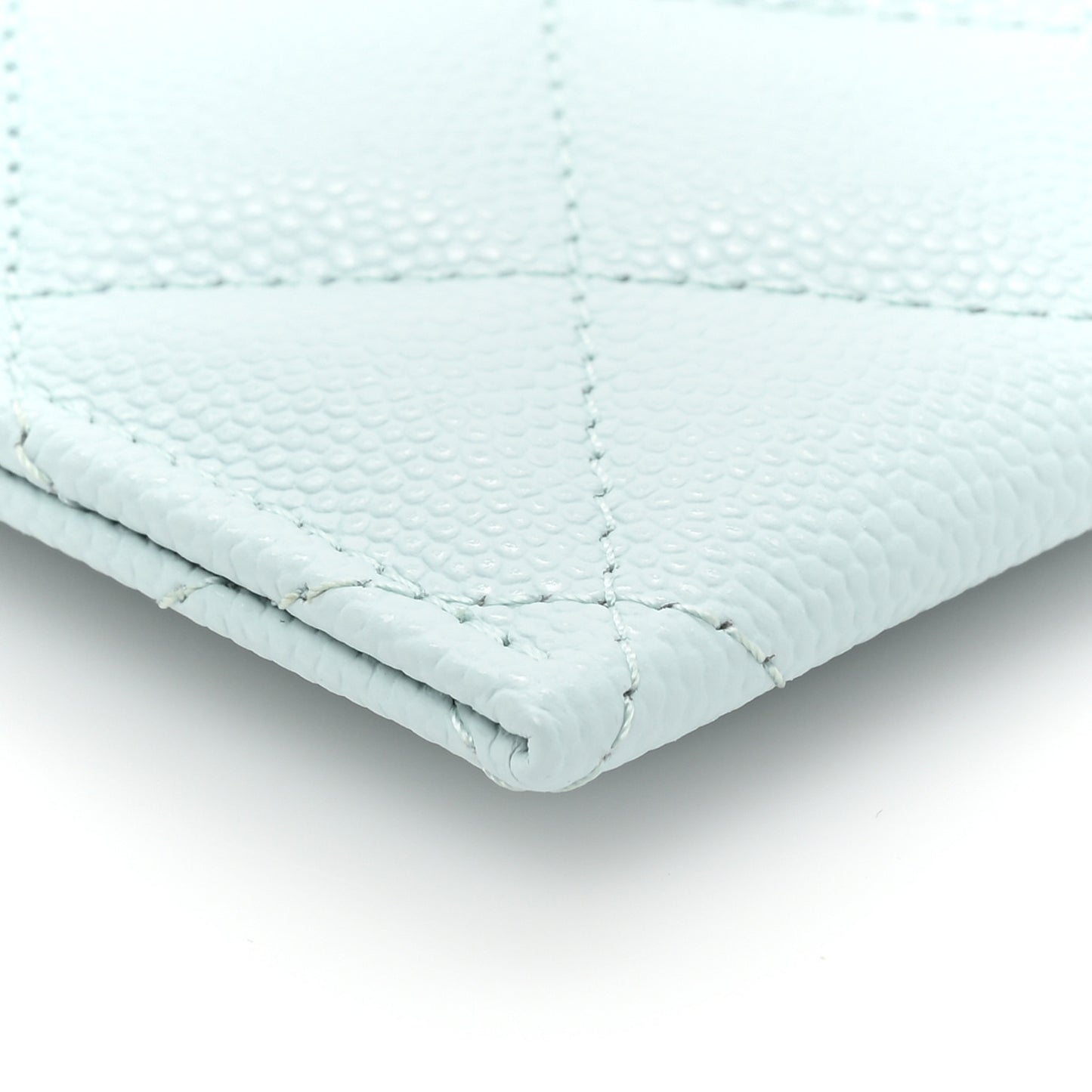 Caviar Quilted Card Holder Light Blue