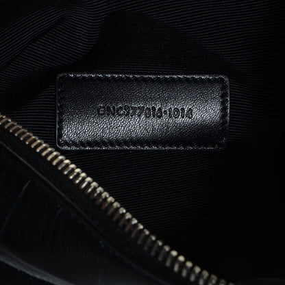 Saint Laurent Calfskin Crocodile Embossed Monogram Zip Pouch Black 8 of 9