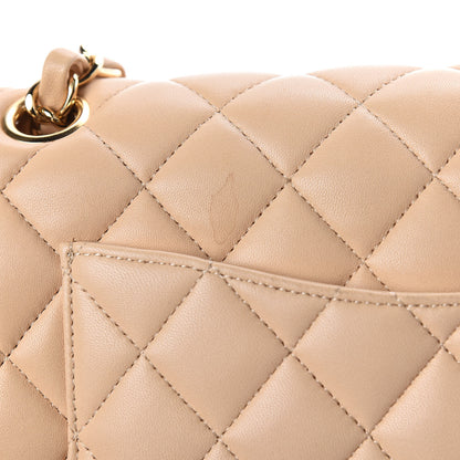 Chanel Lambskin Quilted Medium Double Flap Beige 12 of 14