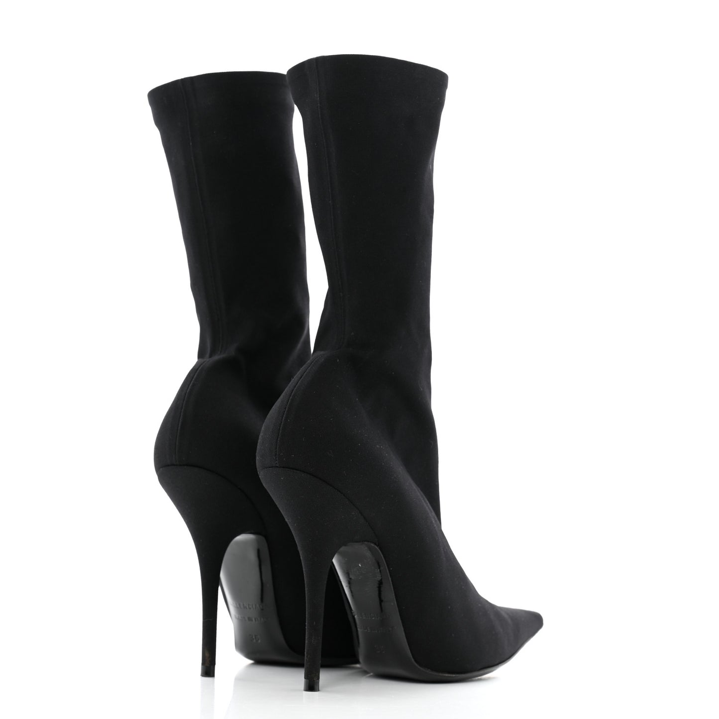 Jersey Crepe Extreme Pointed Toe Knife Booties 38 Black