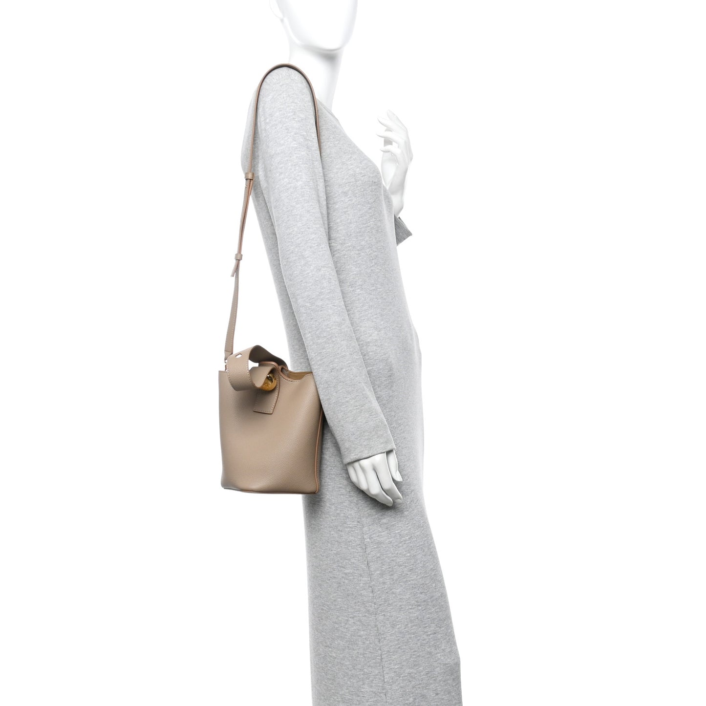 Soft Grained Calfskin Mini Pebble Bucket Bag Oak