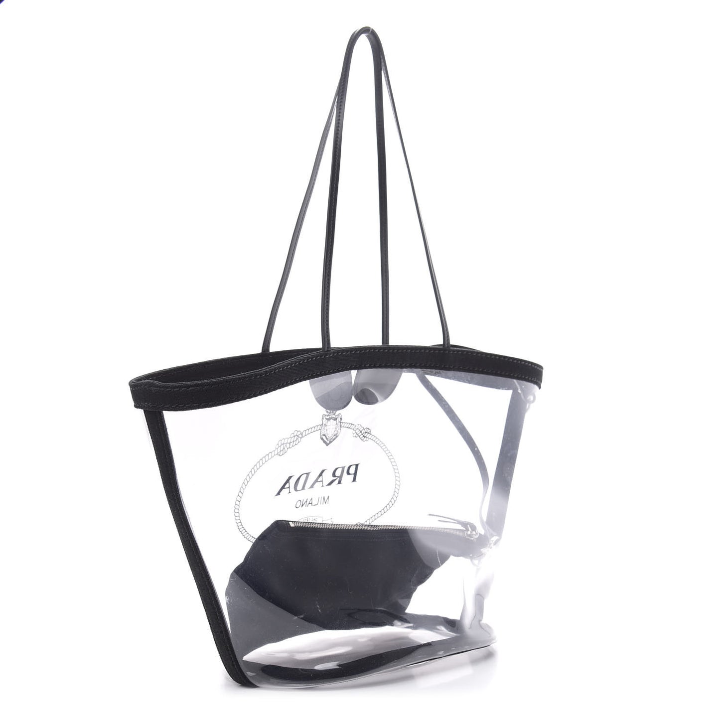 Plexiglass Calfskin Small Shopper Tote Black