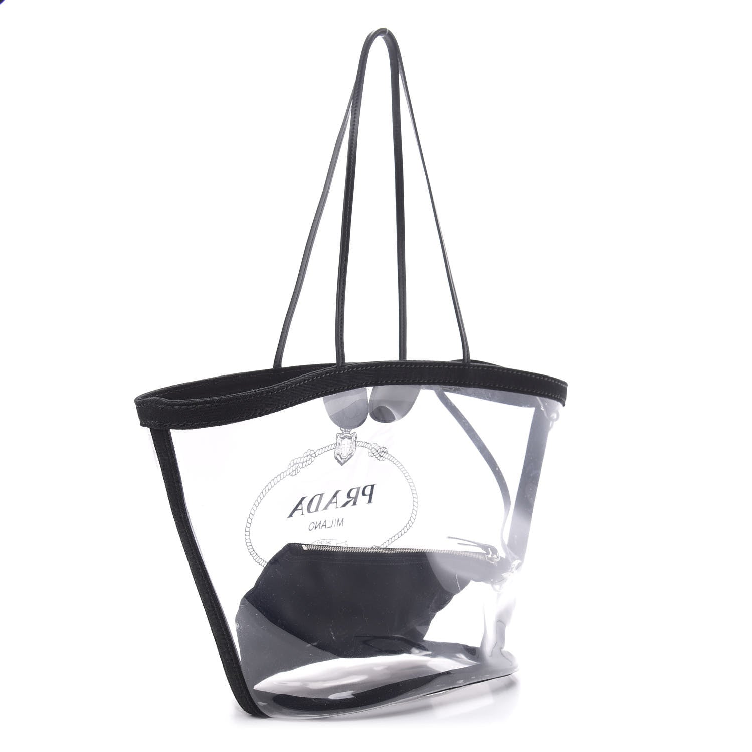 Prada Plexiglass Calfskin Small Shopper Tote Black 4 of 11