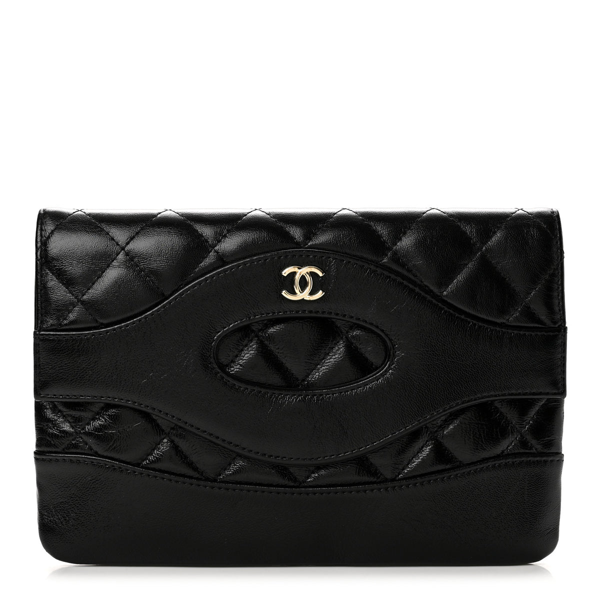 Shiny Lambskin Quilted 31 Clutch Black