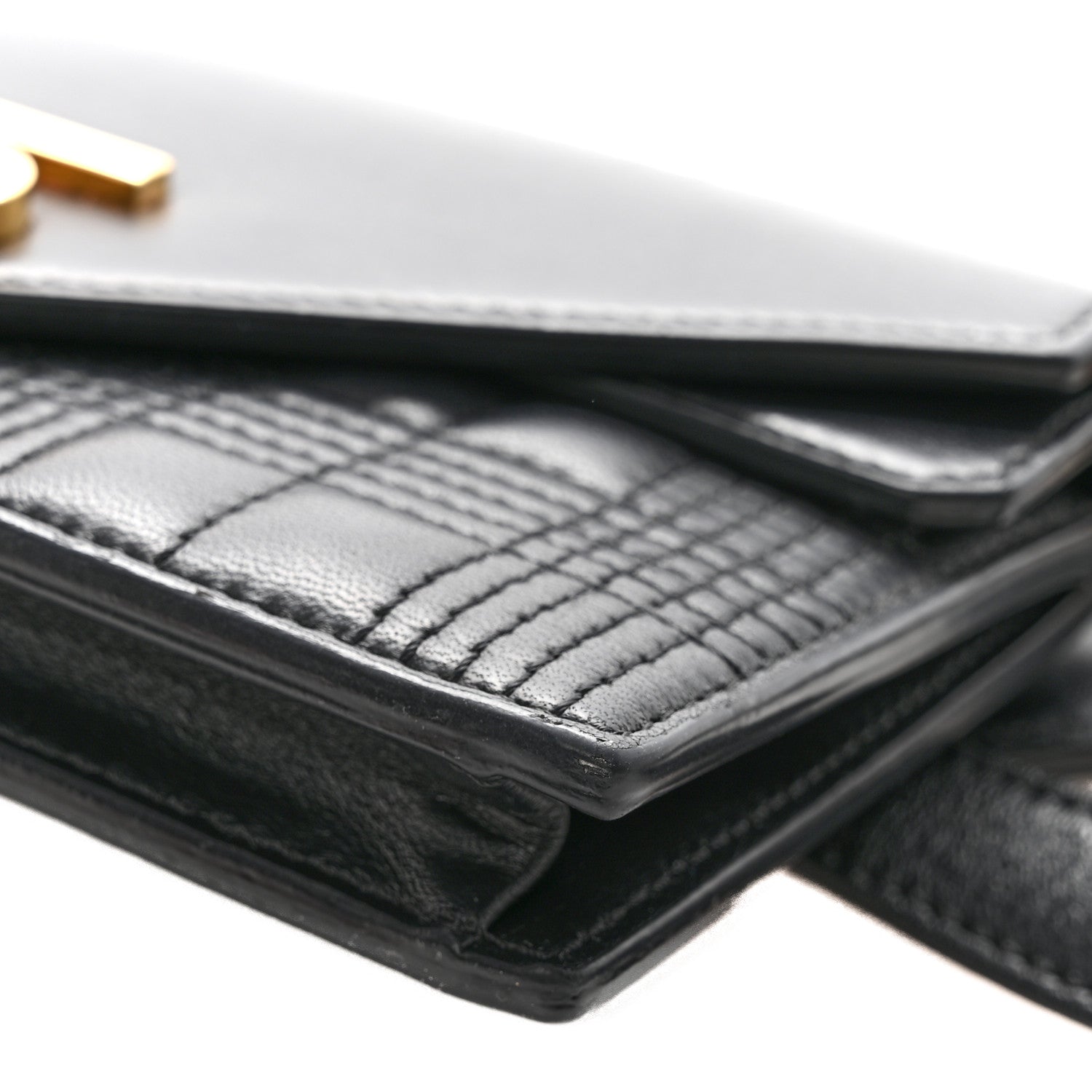Burberry Smooth Calfskin Quilted Check TB Envelope Belt Bag Black 11 of 14