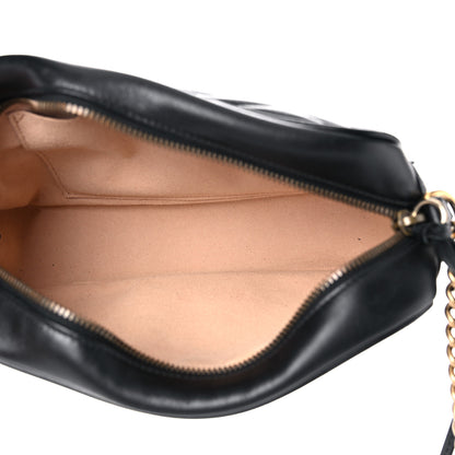Gucci Calfskin Matelasse Small GG Marmont Chain Shoulder Bag Black 4 of 13