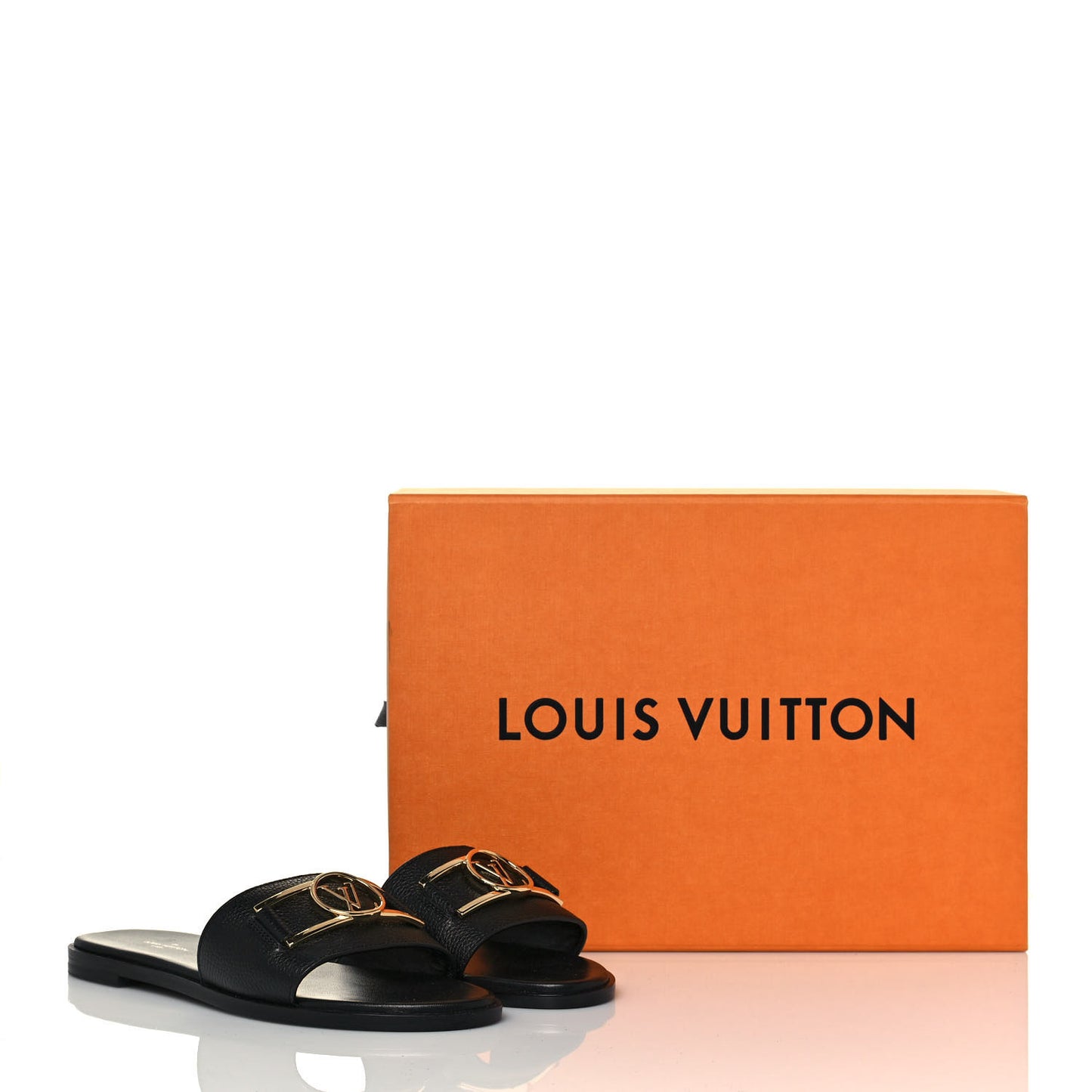 Calfskin Lock It Flat Mule 37 Black