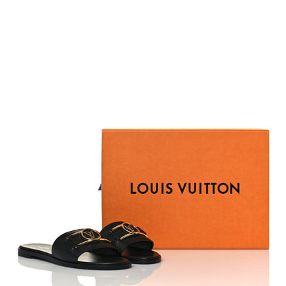 Louis Vuitton Calfskin Lock It Flat Mule 37 Black 8 of 8