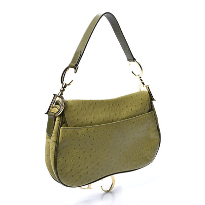 Christian Dior Ostrich Double Saddle Bag Green 2 of 9