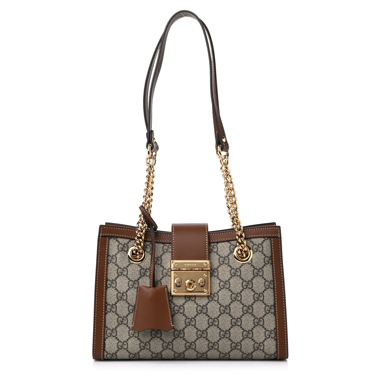 GG Supreme Monogram Calfskin Small Padlock Tote Beige Ebony Tuscany