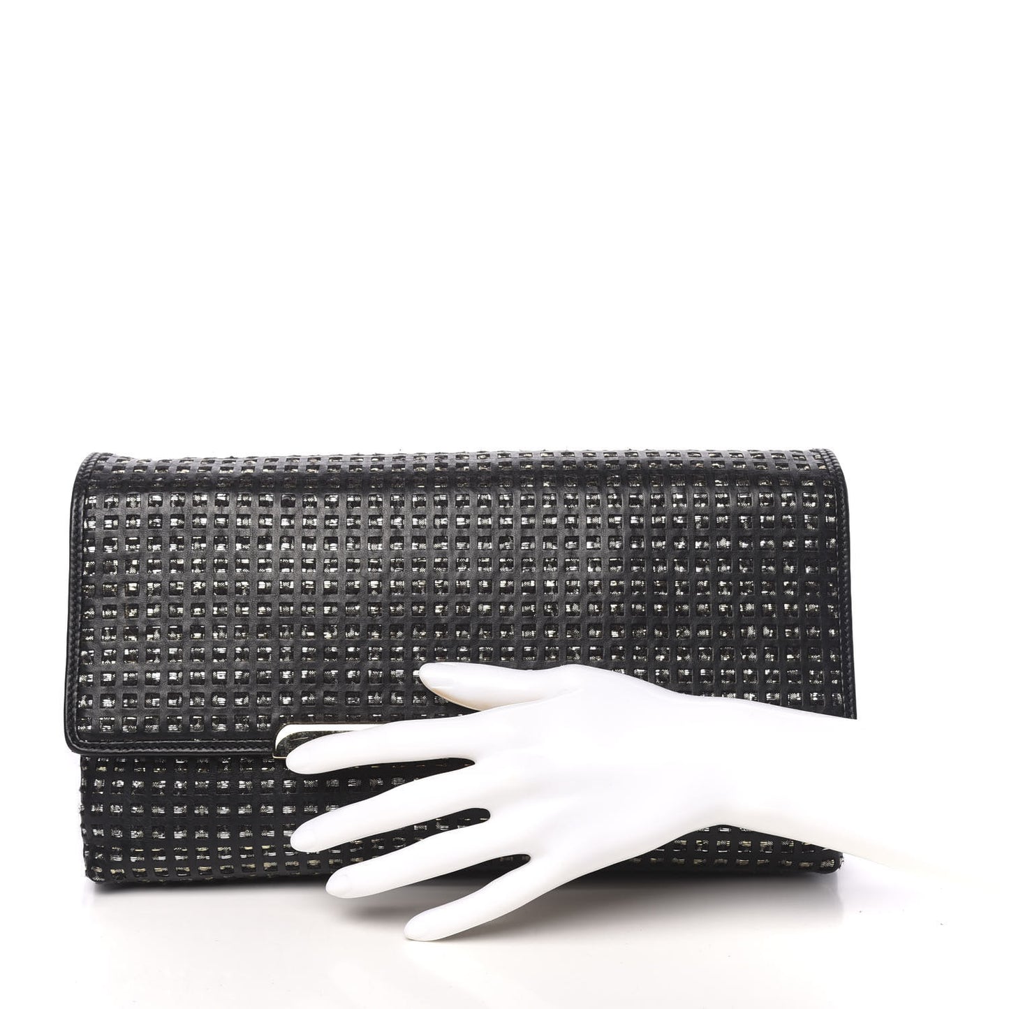 Optic Woven Calfskin Rougissime Clutch Black