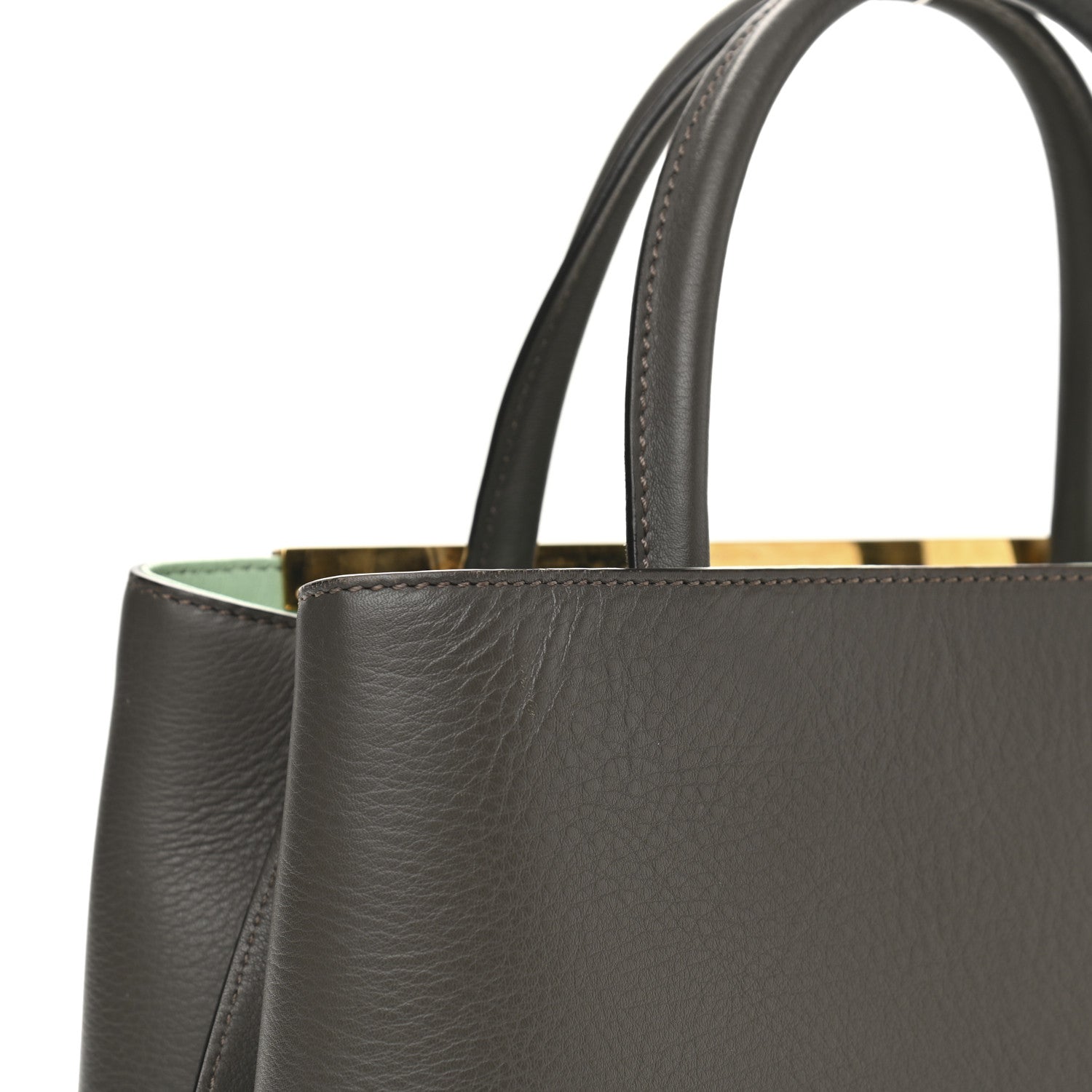 Fendi Vitello Dolce Petite 2Jours Tote Verde Prato Menta 10 of 16