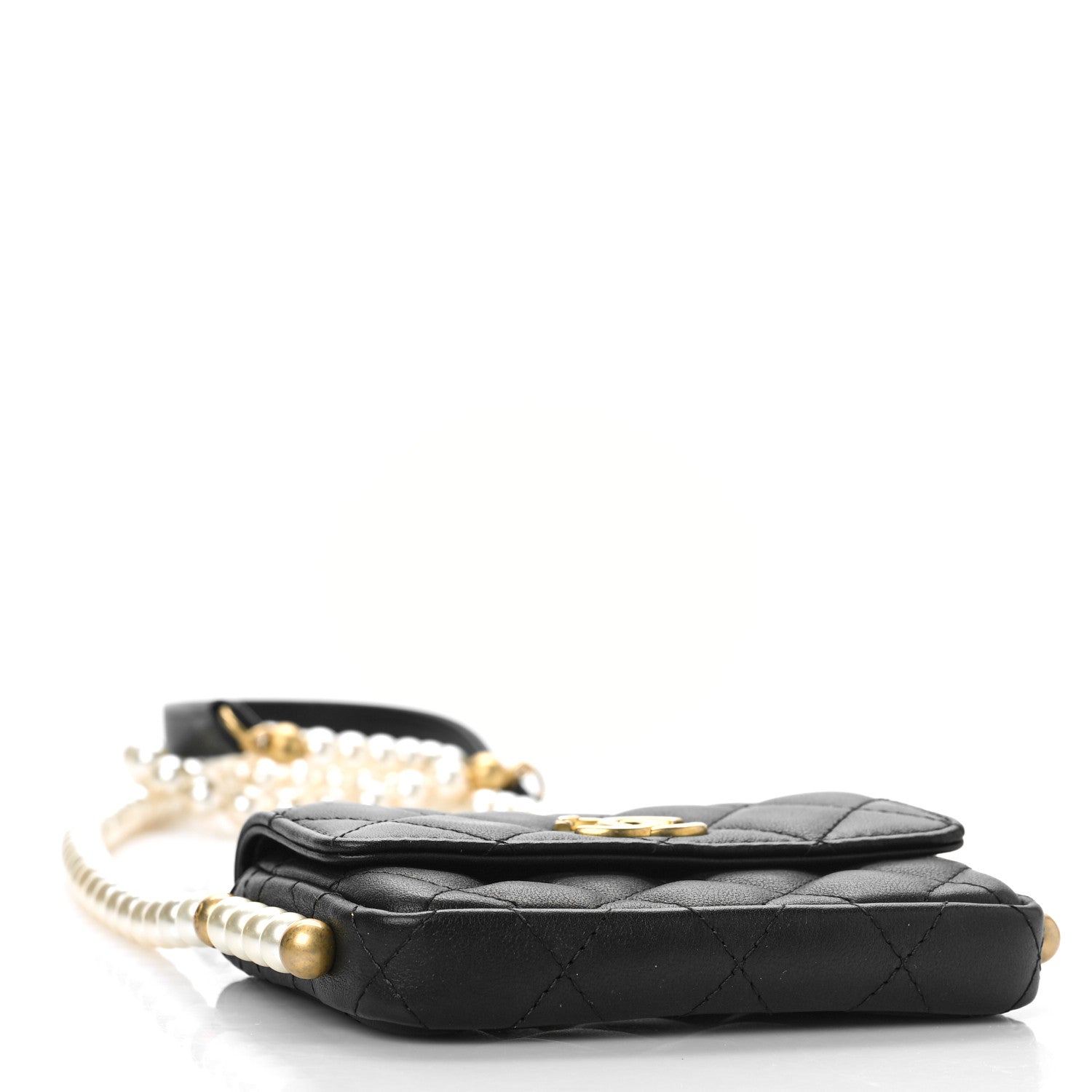 Chanel Calfskin Quilted About Pearls Card Holder Flap With Chain Black 4 of 10