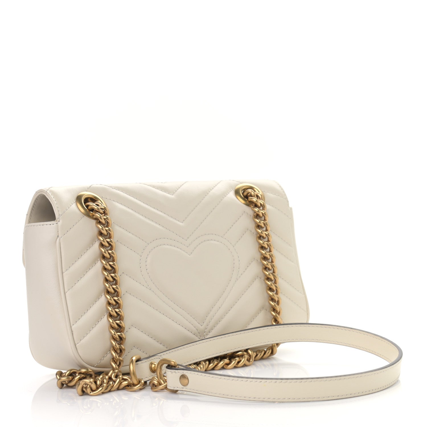Gucci Calfskin Matelasse Mini GG Marmont Shoulder Bag White 3 of 9
