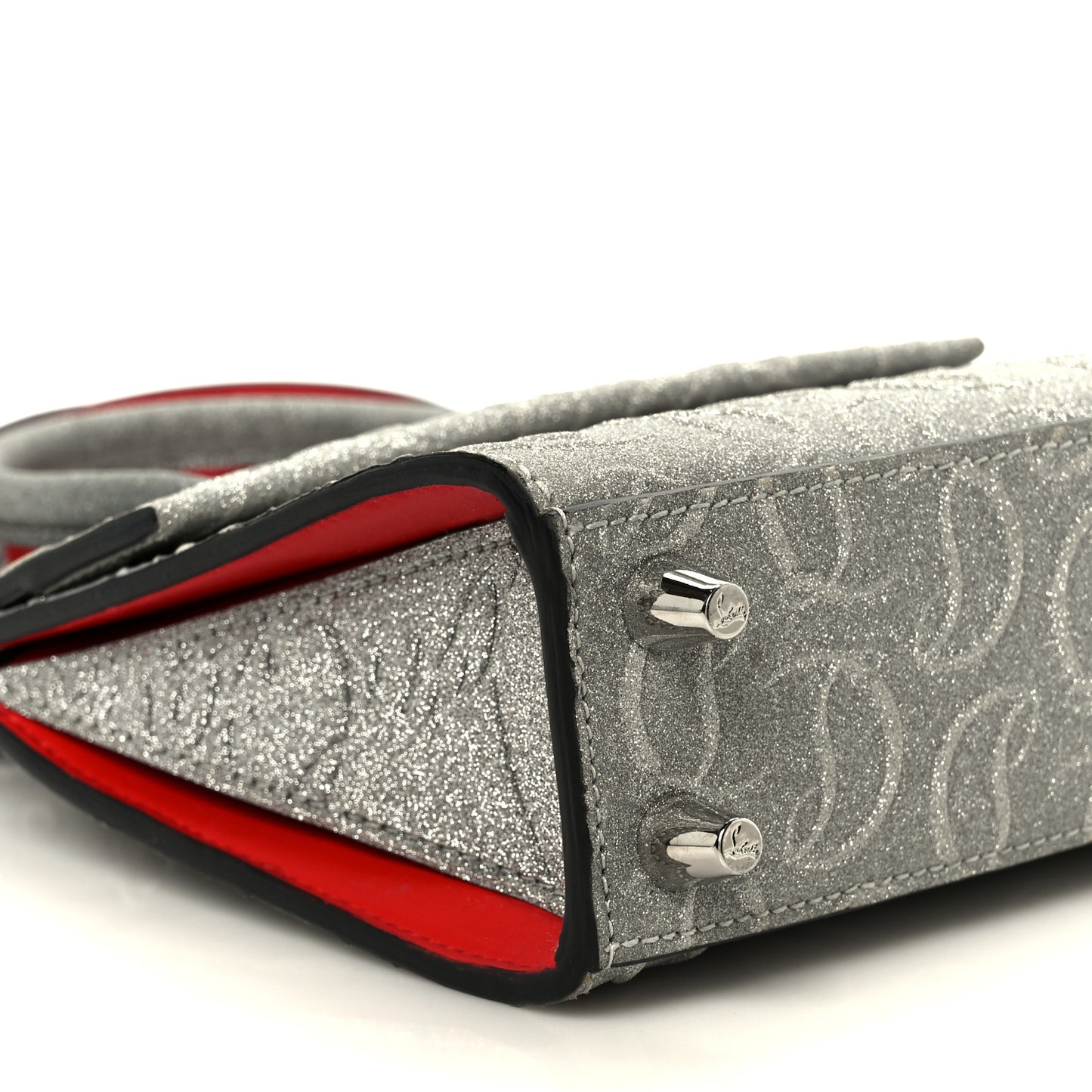 Glitter Calfskin Paloma Mini Empire Tote Silver