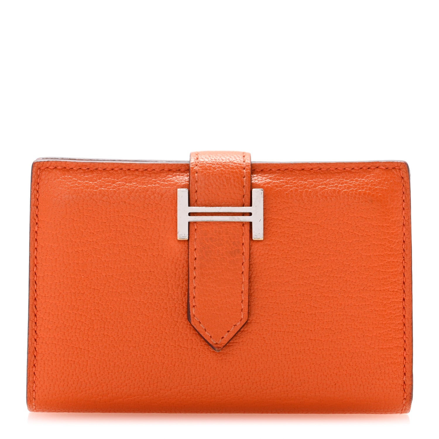 Hermes Chevre Mysore Bearn Card Holder Wallet Orange 1 of 11