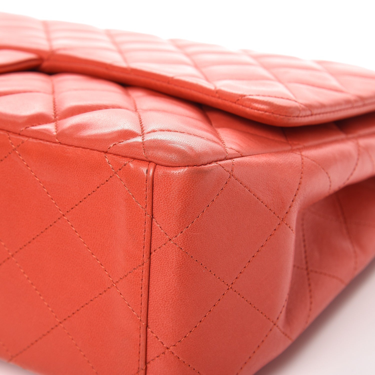 Chanel Lambskin Quilted Maxi Single Flap Light Red 9 of 12