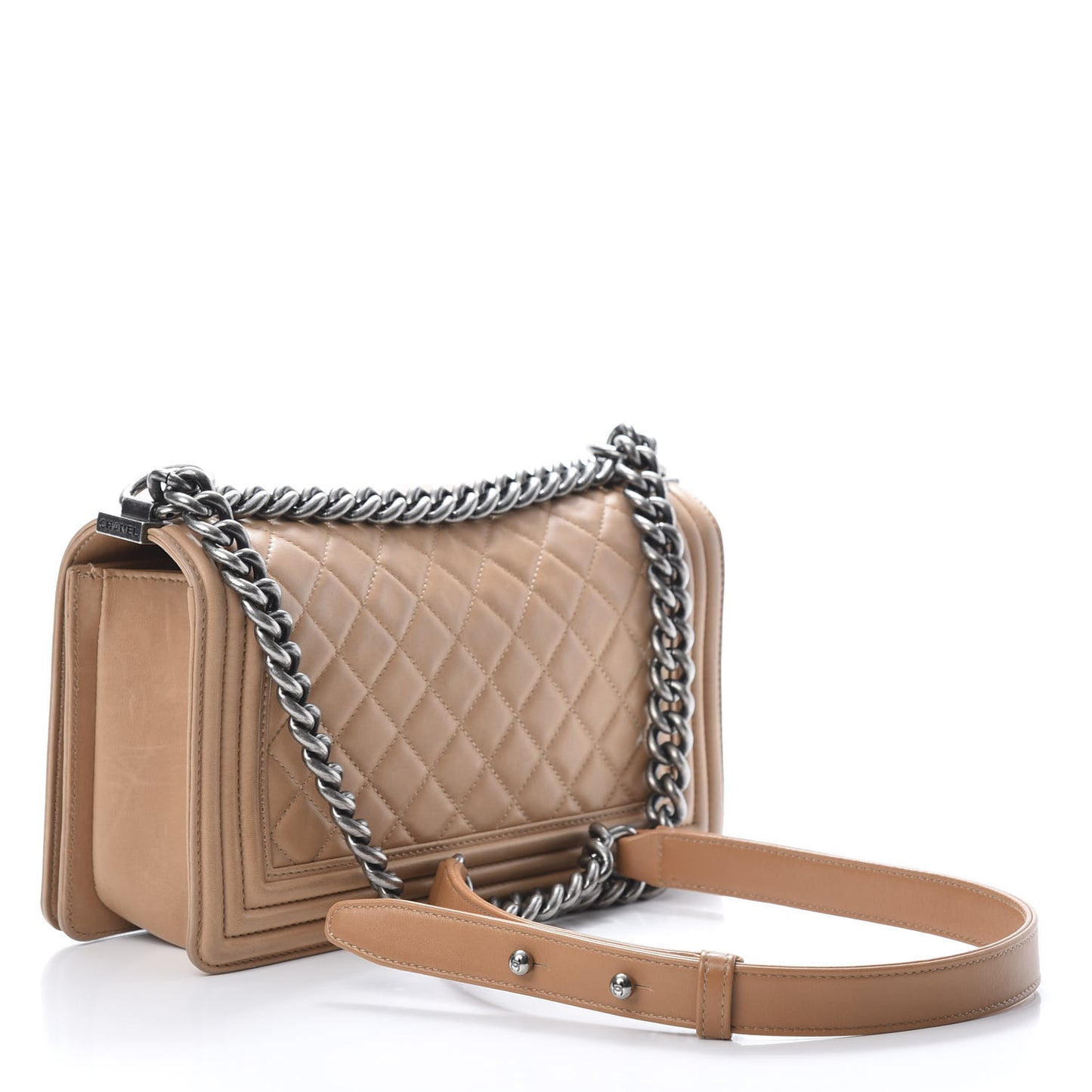 Lambskin Quilted Medium Boy Flap Beige