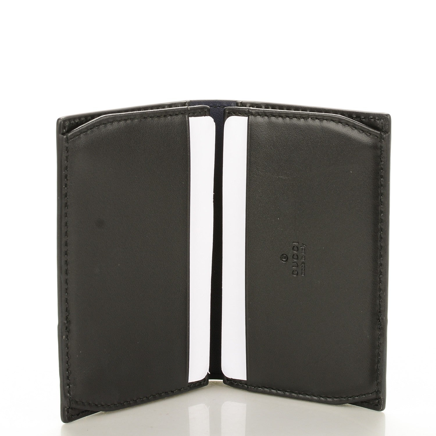 Gucci Guccissima Bi-Fold Card Case Black Blue 5 of 7
