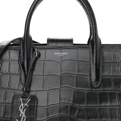 Saint Laurent Calfskin Crocodile Embossed Large Jane Tote Bag Black 8 of 10