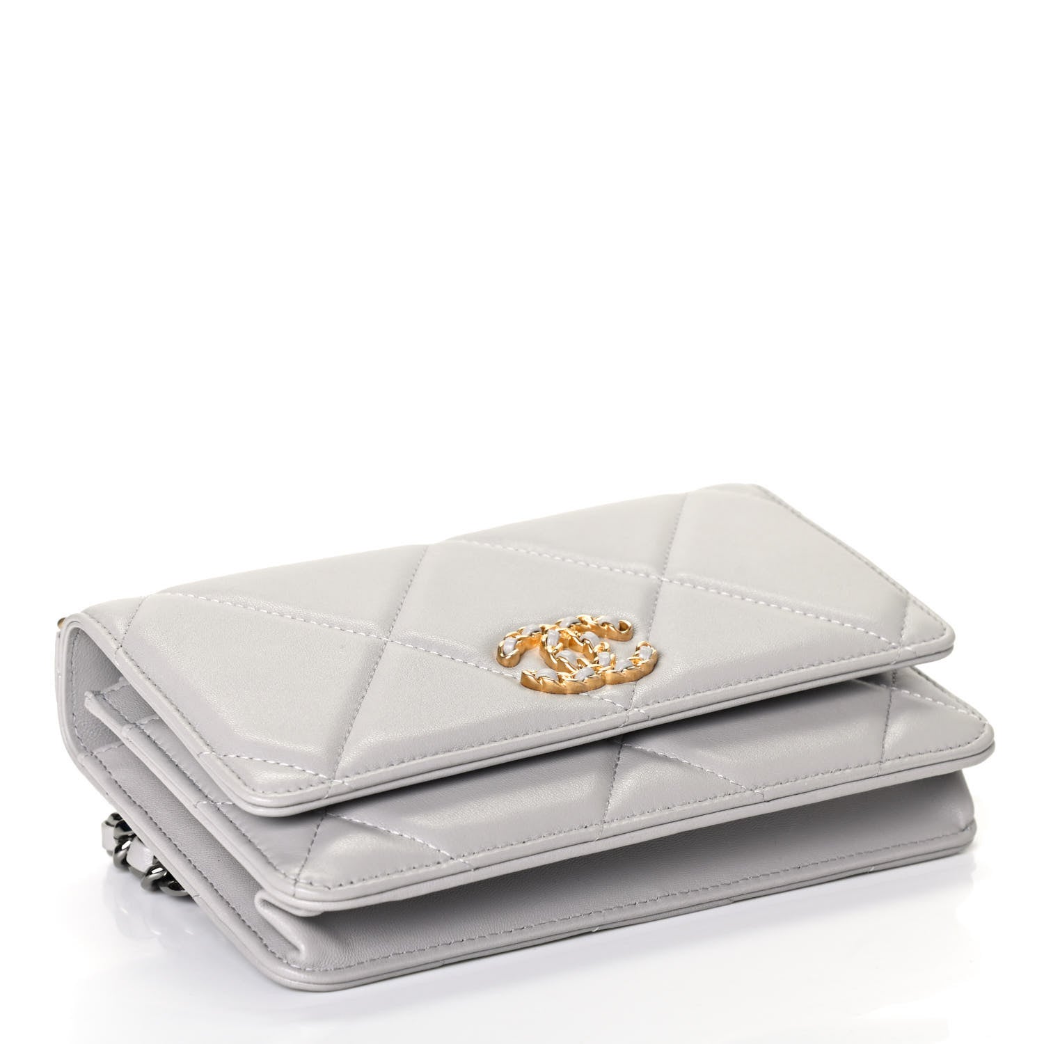 Chanel Lambskin Quilted Chanel 19 Wallet On Chain WOC Grey 3 of 4