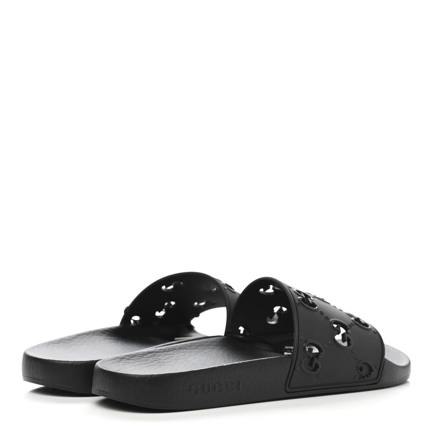 Rubber GG Monogram Perforated Womens Slide Sandals 40 Black