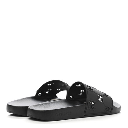 Gucci Rubber GG Monogram Perforated Womens Slide Sandals 40 Black 4 of 7