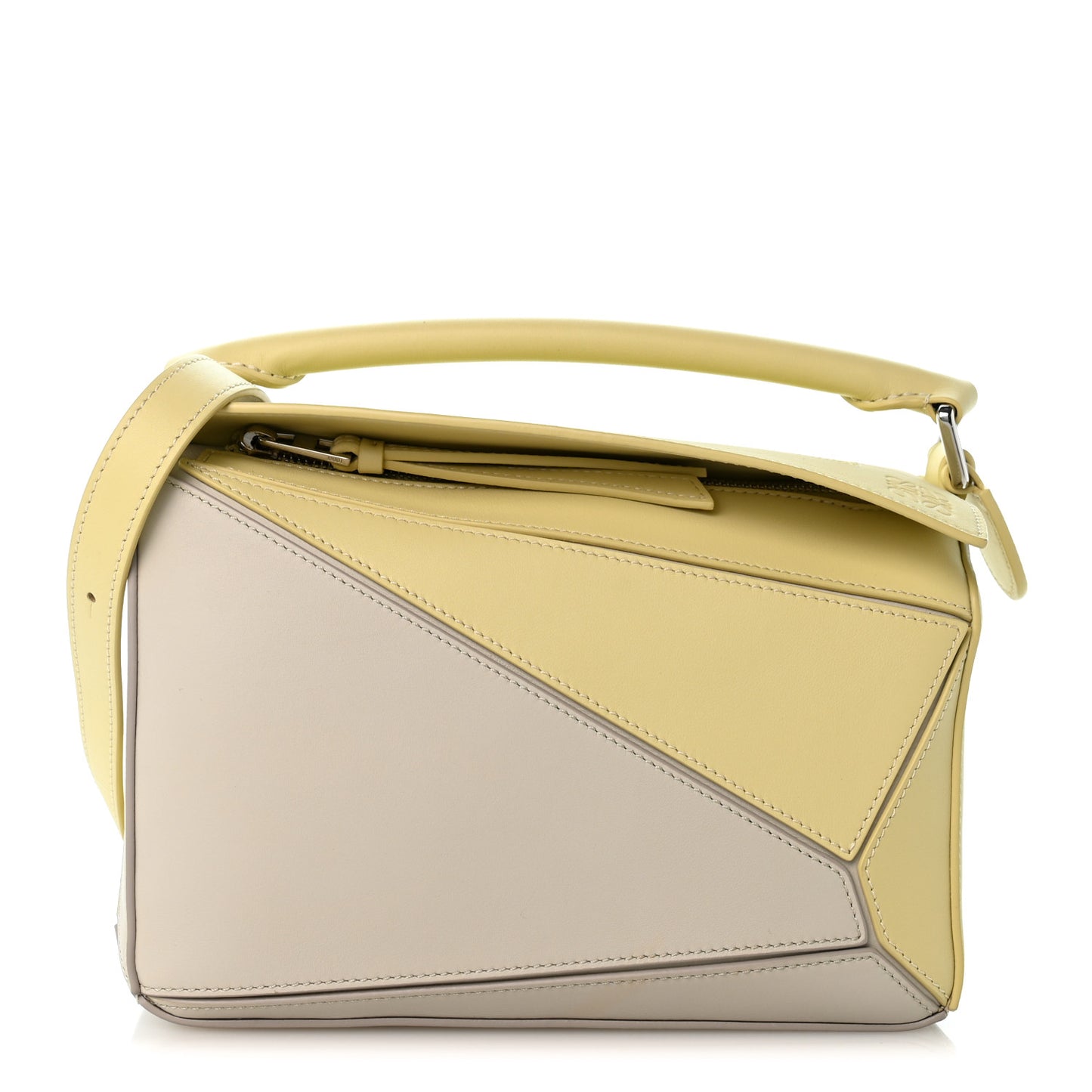 X ALBERS Nappa Calfskin Small Puzzle Bag Pale Grey Light Citrine