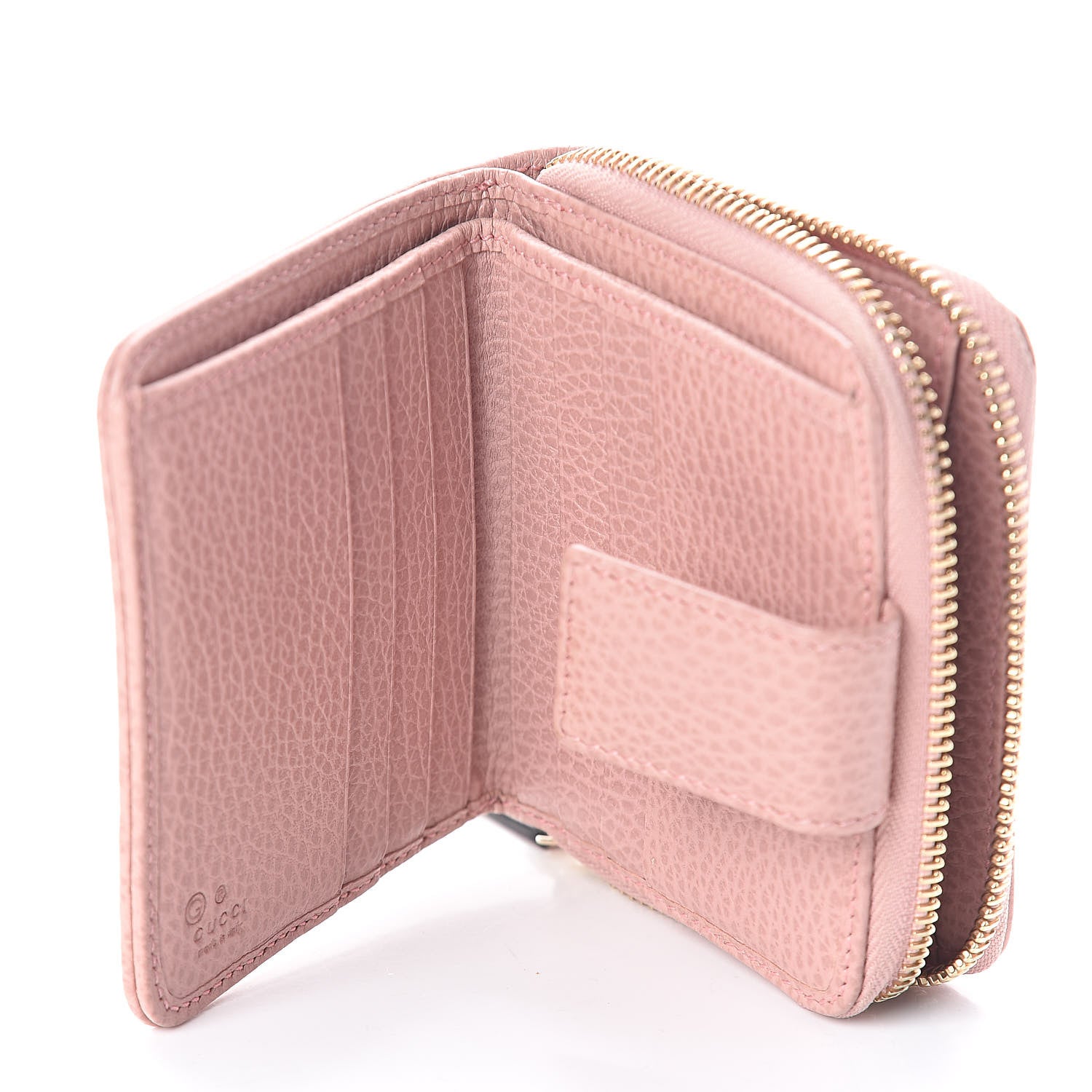 Gucci Monogram Dollar Calfskin Zip Around French Flap Wallet Beige Ebony Soft Pink 6 of 7
