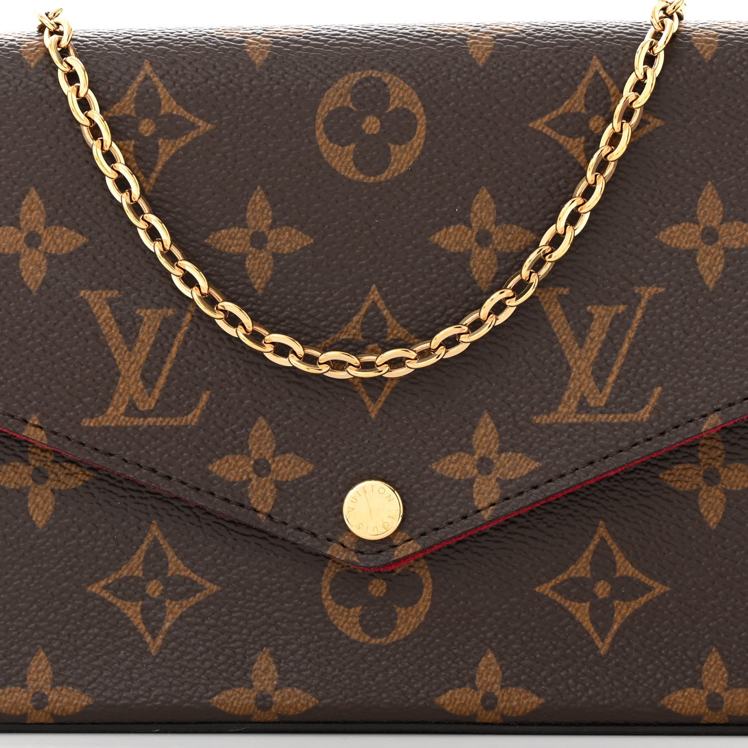 Louis Vuitton Monogram Pochette Felicie Chain Wallet Fuchsia 8 of 10