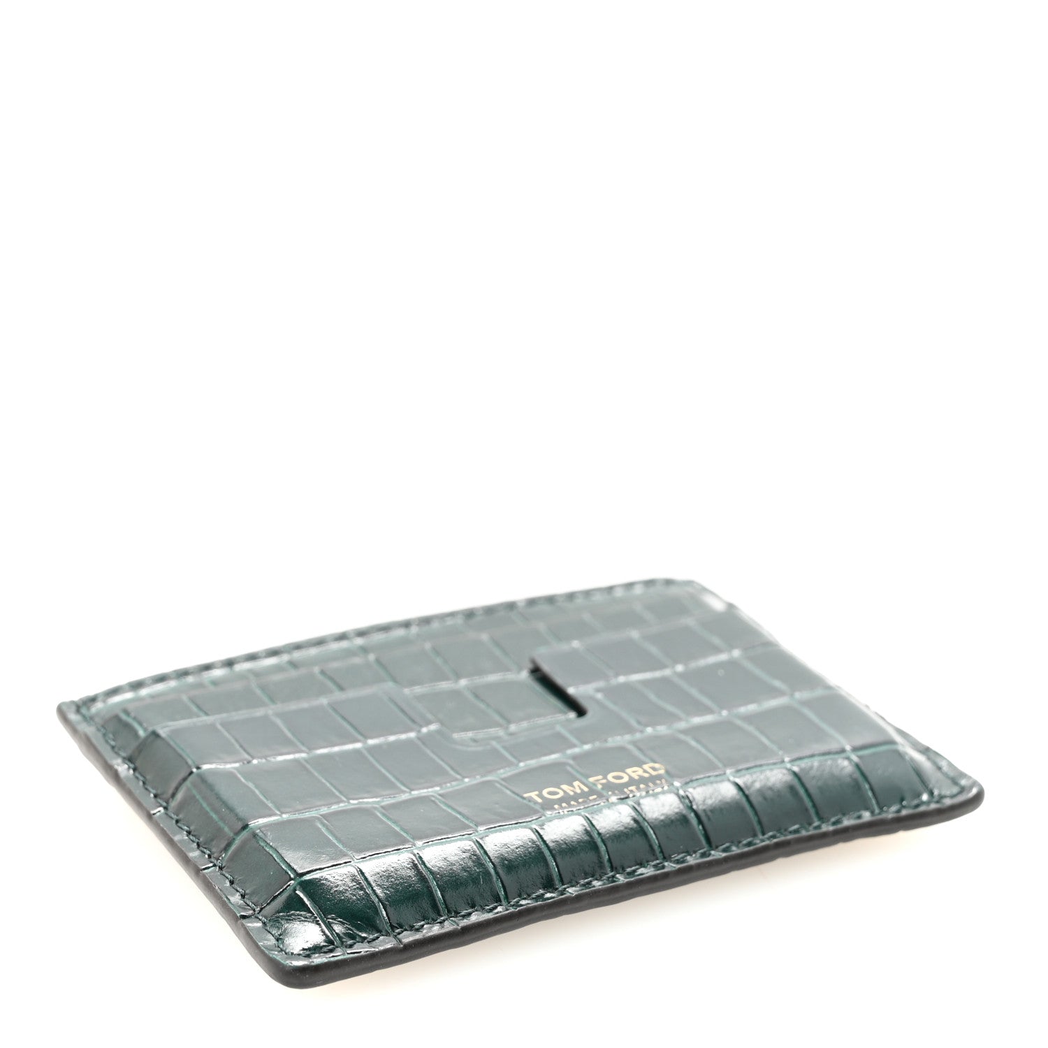 Tom Ford Calfskin Alligator Embossed Card Holder Bottle Green 4 of 8