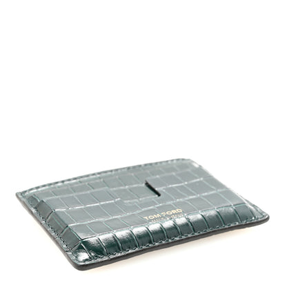 Tom Ford Calfskin Alligator Embossed Card Holder Bottle Green 4 of 8