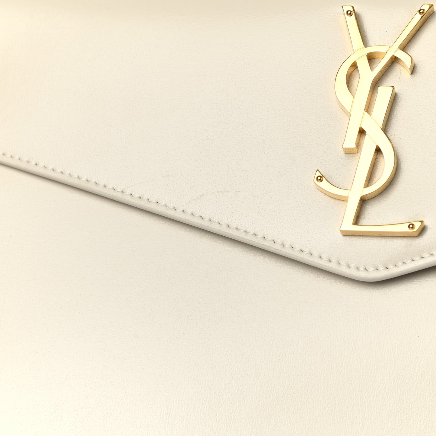 Smooth Shiny Calfskin Uptown Pouch Crema Soft