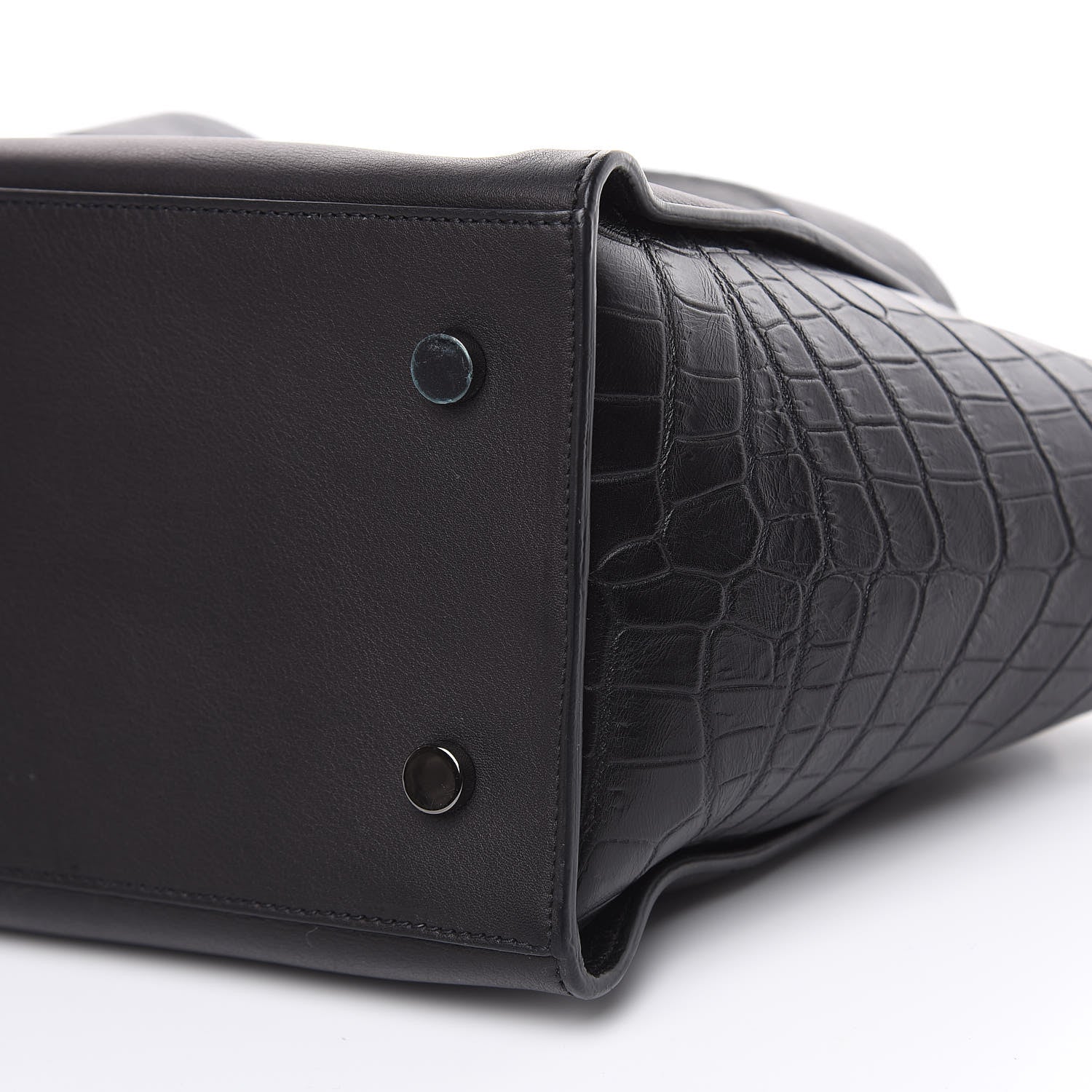 Saint Laurent Smooth Calfskin Crocodile Embossed Small Monogram Downtown Cabas Black 10 of 12