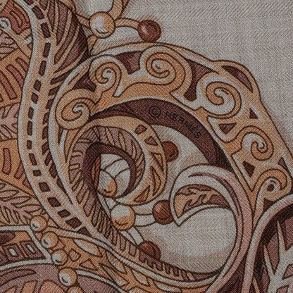 Hermes Cashmere Silk Zénobie Reine De Palmyre 140 Natural Terracotta Vert 6 of 8