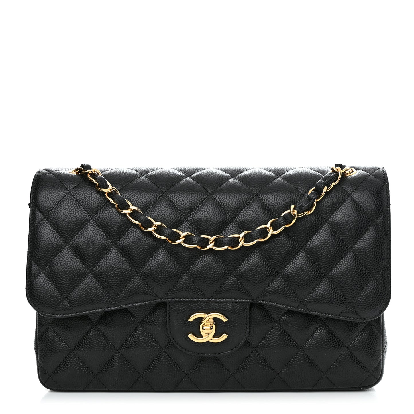 Caviar Quilted Jumbo Double Flap Black
