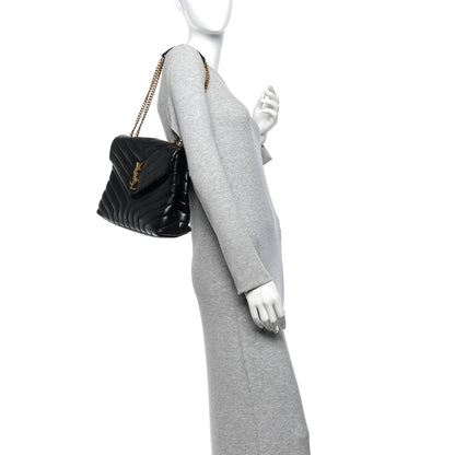 Saint Laurent Calfskin Y Quilted Monogram Medium Loulou Chain Satchel Black 2 of 11