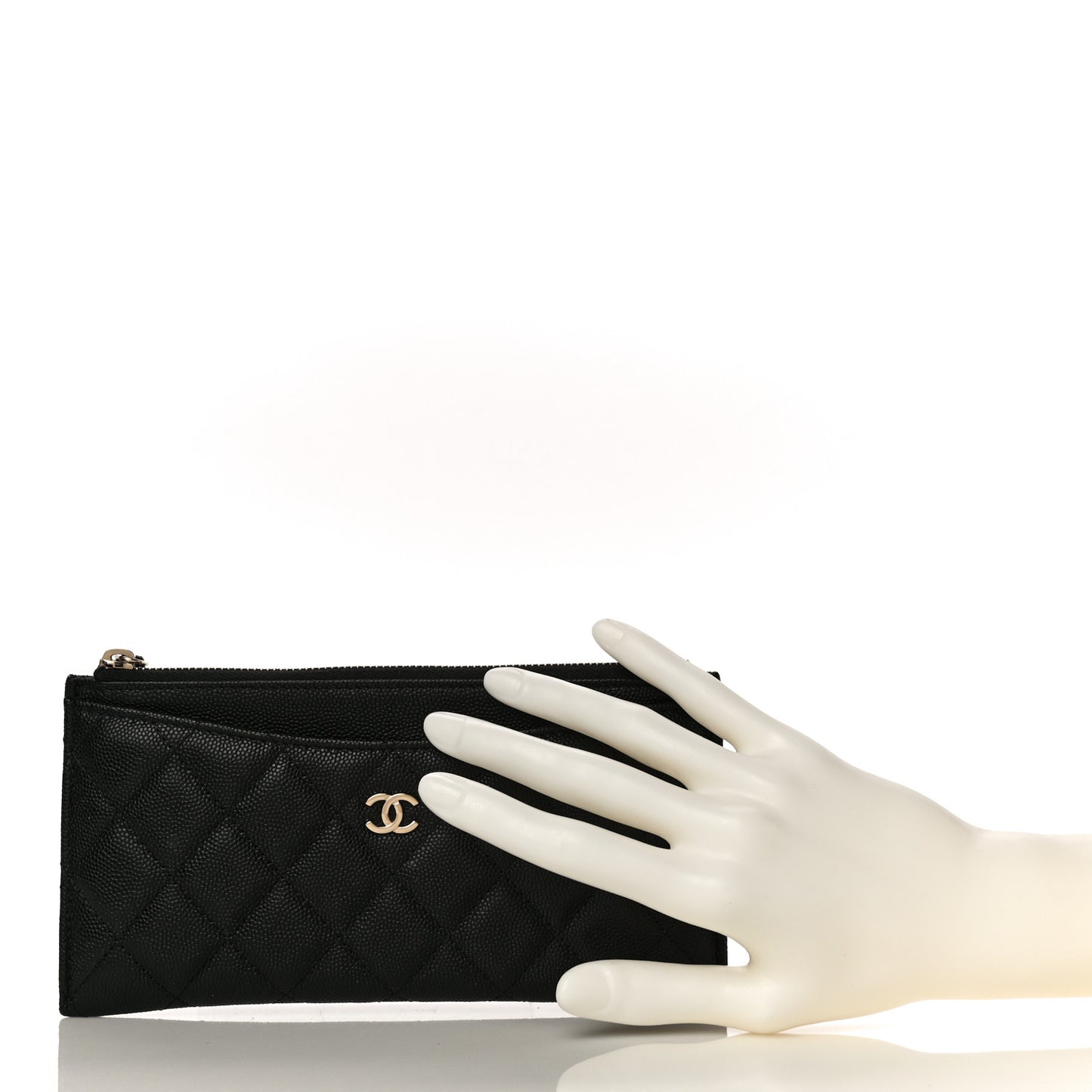 Caviar Quilted Classic Zip Pouch Black