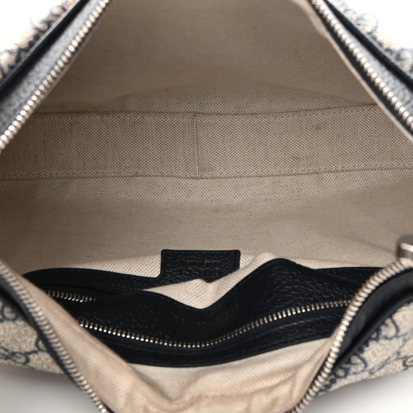 GG Supreme Monogram Textured Calfskin Web Large Attache Shoulder Bag Beige Blue
