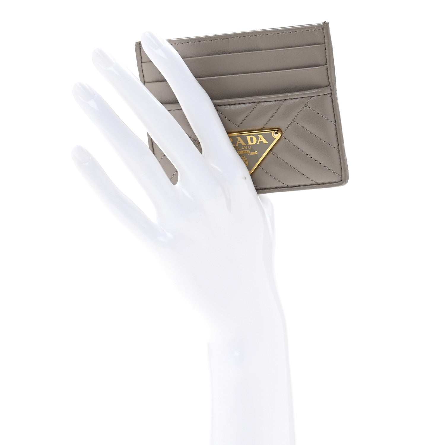 Prada Nappa Impunture Logo Card Holder Pomice 2 of 10