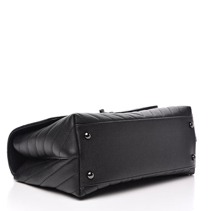 Chanel Caviar Chevron Quilted Small Coco Handle Flap Black 4 of 11