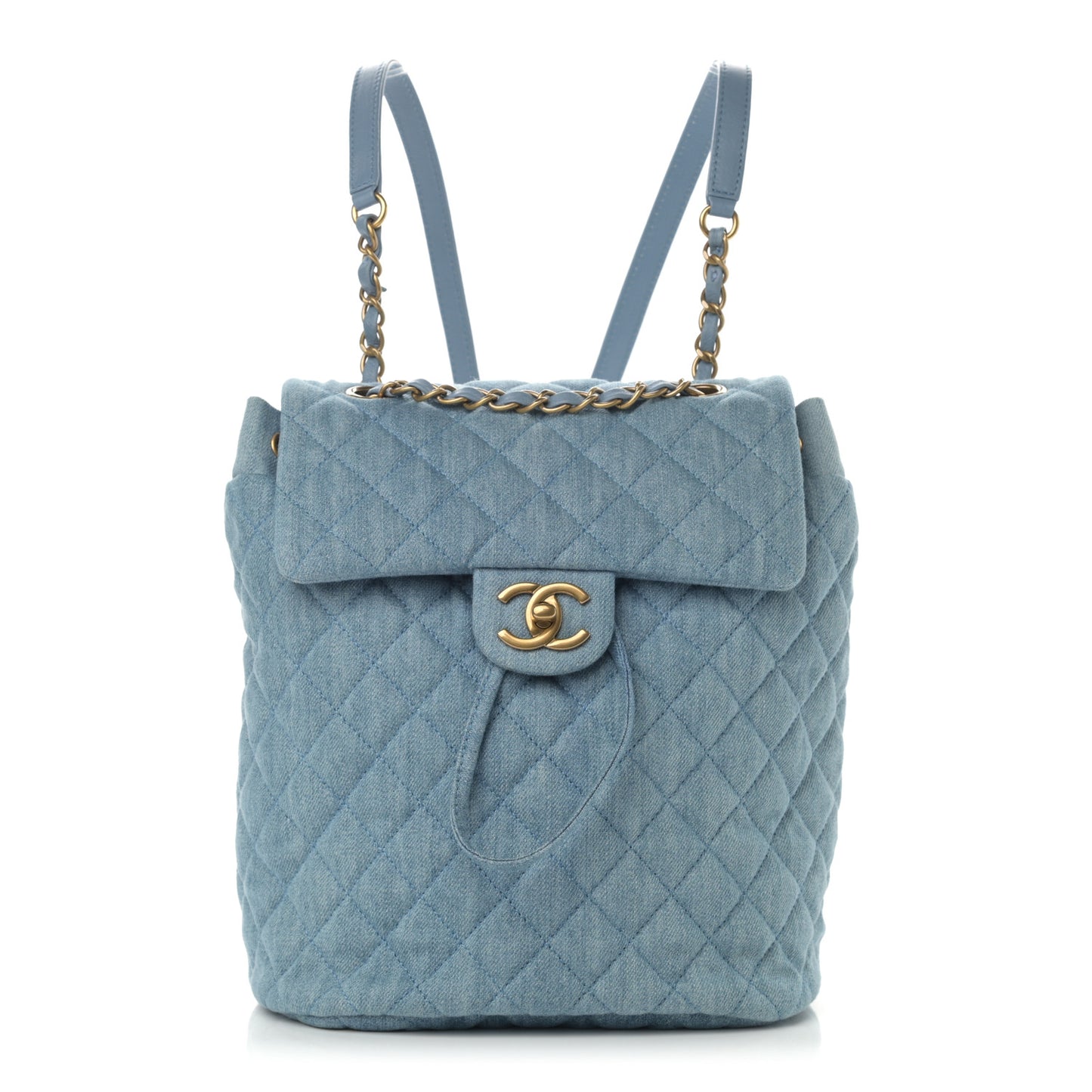 Washed Denim Quilted Small Urban Spirit Backpack Light Blue