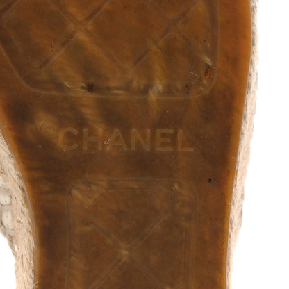 Chanel Iridescent Goatskin CC Espadrille Mules 38 Ivory Black 7 of 12