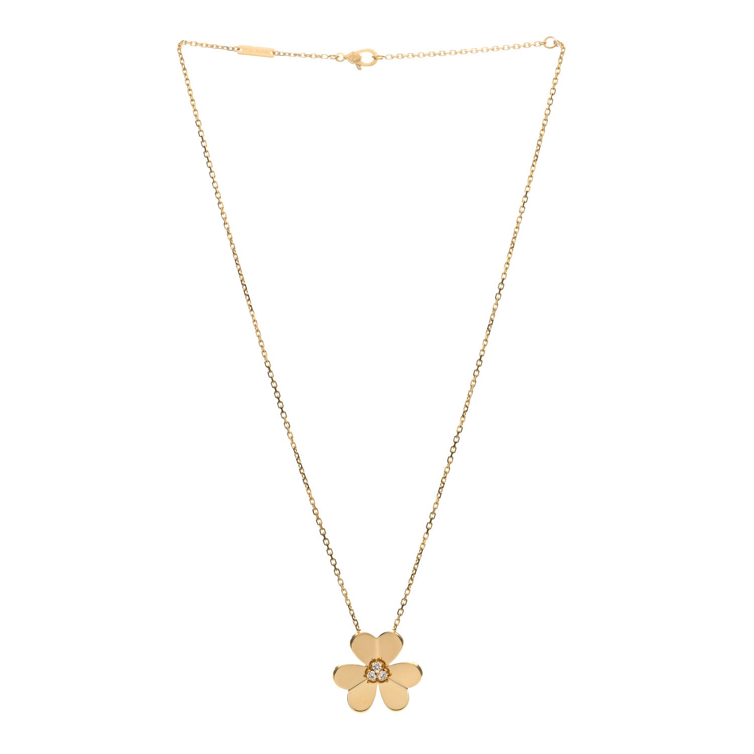 Van Cleef & Arpels 18K Yellow Gold Diamond Large Frivole Pendant Necklace 2 of 3