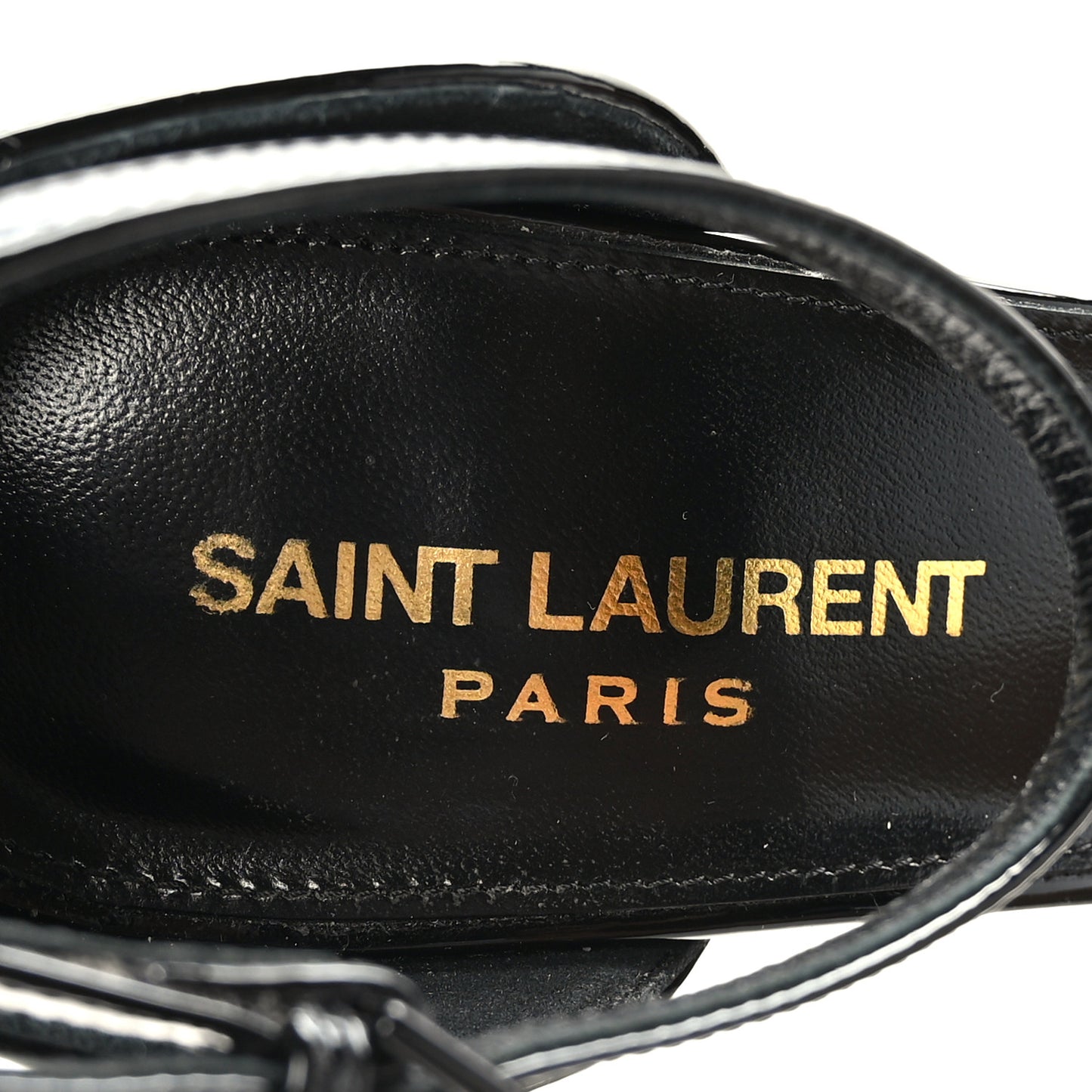 Patent Calfskin Opyum 110 Sandals 37.5 Black Gold