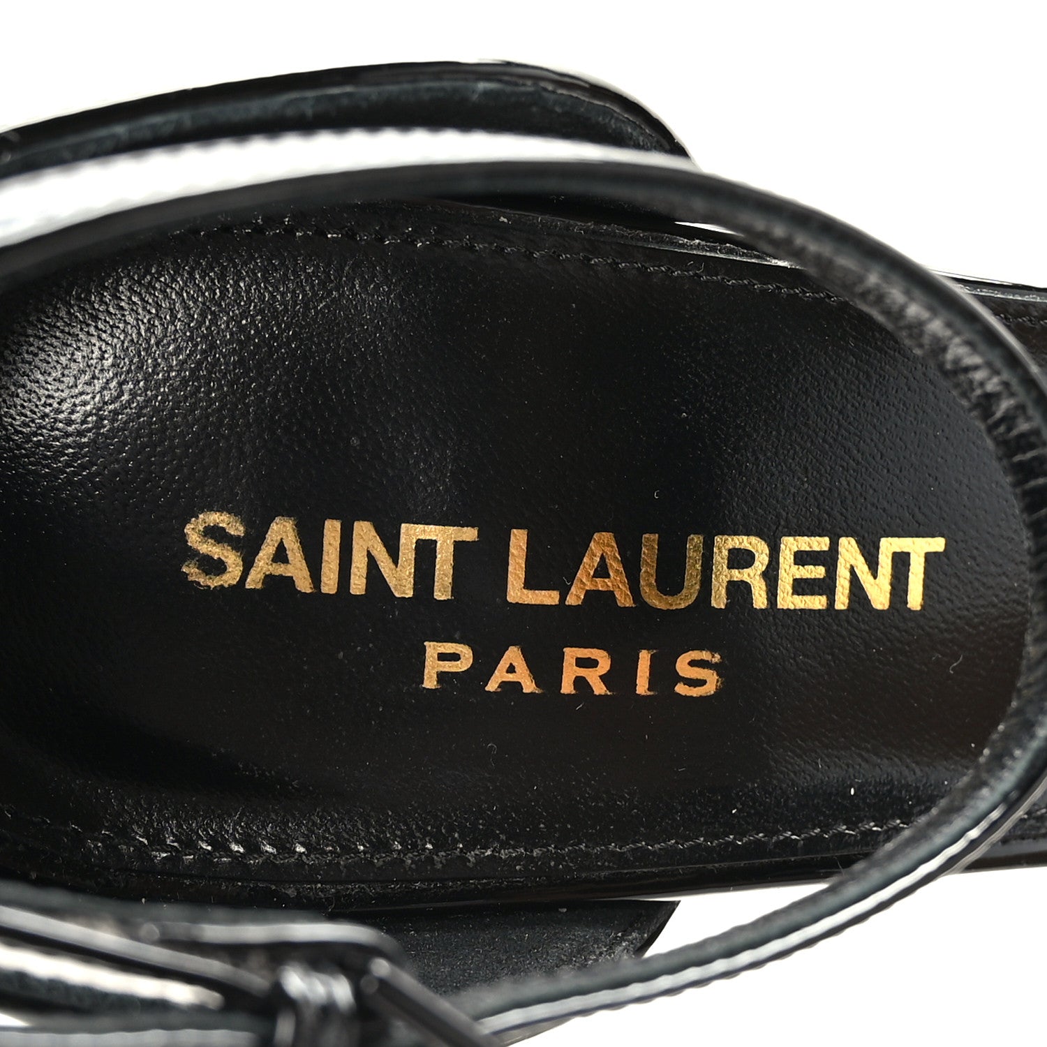 Saint Laurent Patent Calfskin Opyum 110 Sandals 37.5 Black Gold 7 of 10
